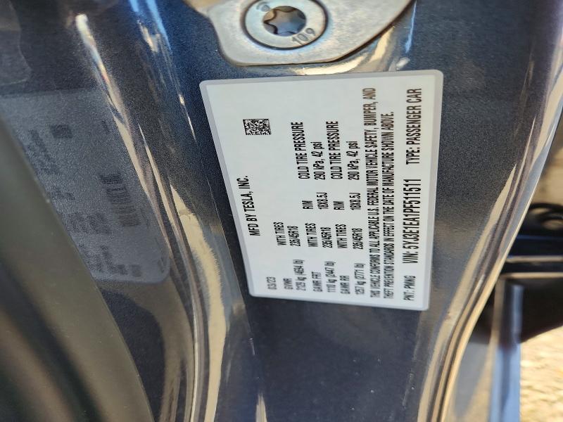 Продажа на аукционе авто 2023 Tesla Model 3, vin: 5YJ3E1EA1PF511511, номер лота: 75186965