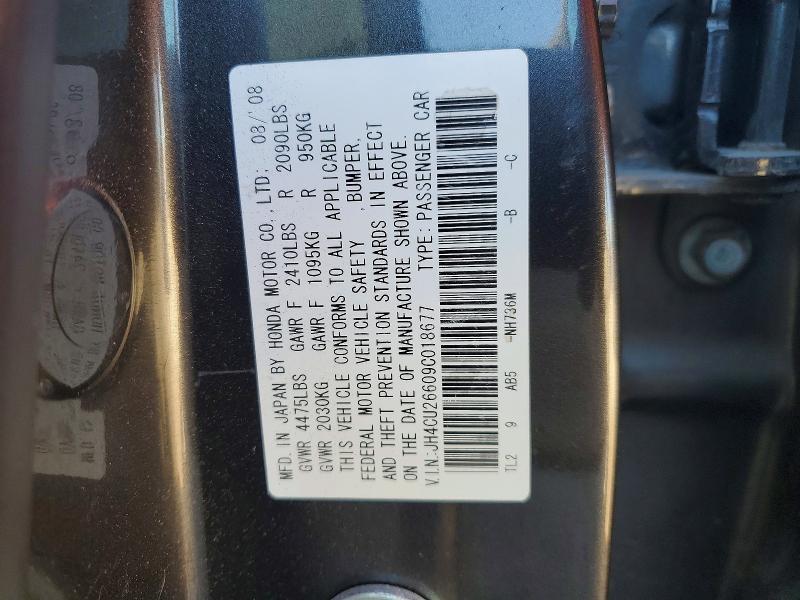 76601795 :رقم المزاد ، JH4CU26609C018677 vin ، 2009 Acura Tsx مزاد بيع