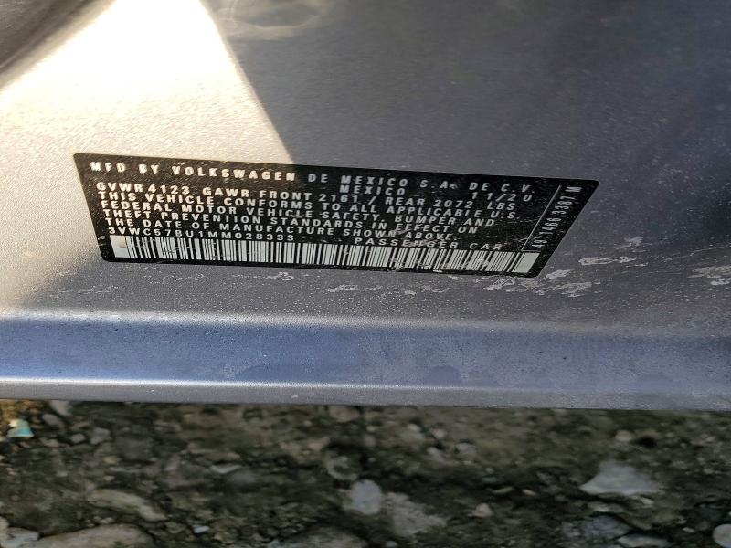 75707805 :رقم المزاد ، 3VWC57BU1MM028333 vin ، 2021 Volkswagen Jetta مزاد بيع