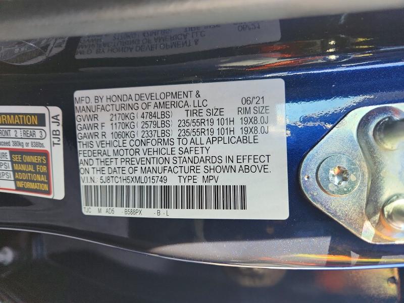 Продаж на аукціоні авто 2021 Acura Rdx, vin: 5J8TC1H5XML015749, номер лоту: 77072885