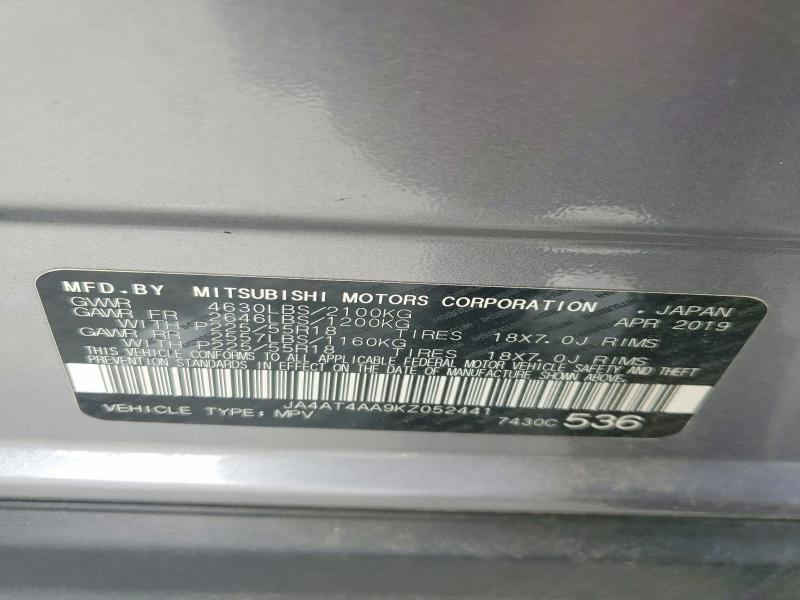 Продаж на аукціоні авто 2019 Mitsubishi Eclipse Cross, vin: JA4AT4AA9KZ052441, номер лоту: 78840535