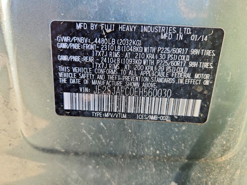 77563795 :رقم المزاد ، JF2SJAEC0EH560030 vin ، 2014 Subaru Forester مزاد بيع