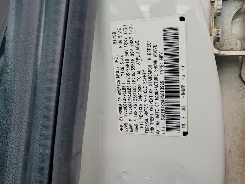 76971085 :رقم المزاد ، 5J8TB18248A013926 vin ، 2008 Acura Rdx مزاد بيع