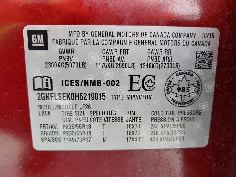 2017 Gmc Terrain მანქანა იყიდება აუქციონზე, vin: 2GKFLSEK0H6219815, აუქციონის ნომერი: 76194015