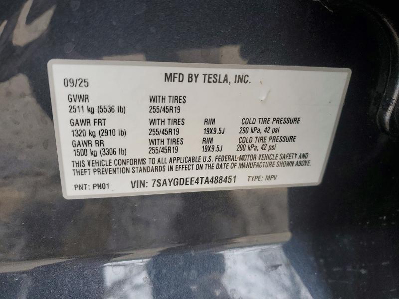 Продаж на аукціоні авто 2026 Tesla Model Y, vin: 7SAYGDEE4TA488451, номер лоту: 78435515