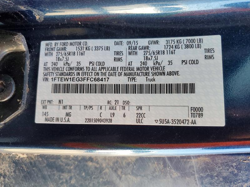 Продажа на аукционе авто 2015 Ford F150 Super, vin: 1FTEW1EG3FFC68417, номер лота: 76210375
