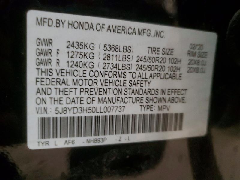 Aukcja sprzedaży 2020 Acura Mdx, vin: 5J8YD3H50LL007737, numer aukcji: 78451745