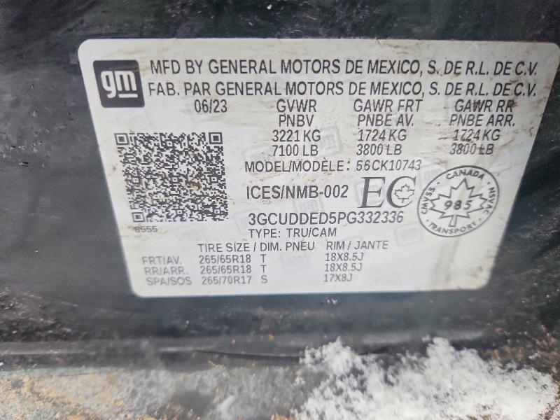 Продаж на аукціоні авто 2023 Chevrolet Silverado, vin: 3GCUDDED5PG332336, номер лоту: 78626495