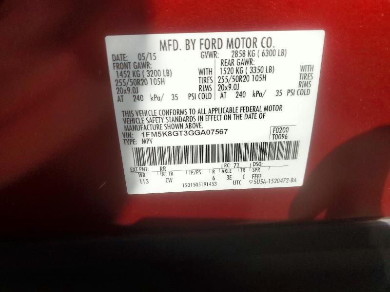 Aukcja sprzedaży 2016 Ford Explorer, vin: 1FM5K8GT3GGA07567, numer aukcji: 77325635