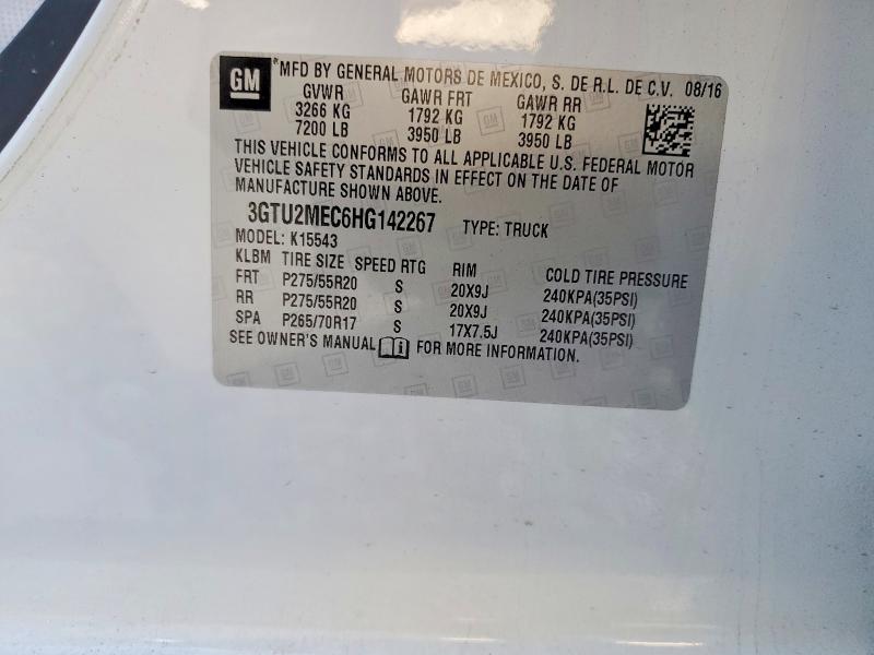 2017 Gmc Sierra მანქანა იყიდება აუქციონზე, vin: 3GTU2MEC6HG142267, აუქციონის ნომერი: 78476005
