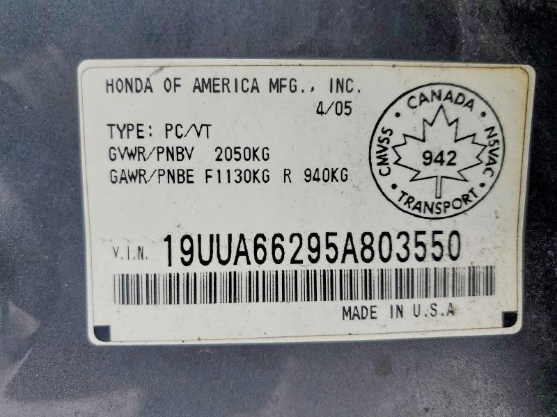 2005 Acura Tl მანქანა იყიდება აუქციონზე, vin: 19UUA66295A803550, აუქციონის ნომერი: 98123965