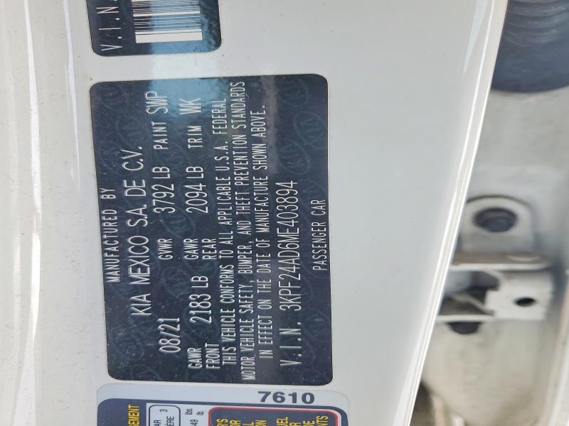 Aukcja sprzedaży 2021 Kia Forte, vin: 3KPF24AD6ME403894, numer aukcji: 76012815