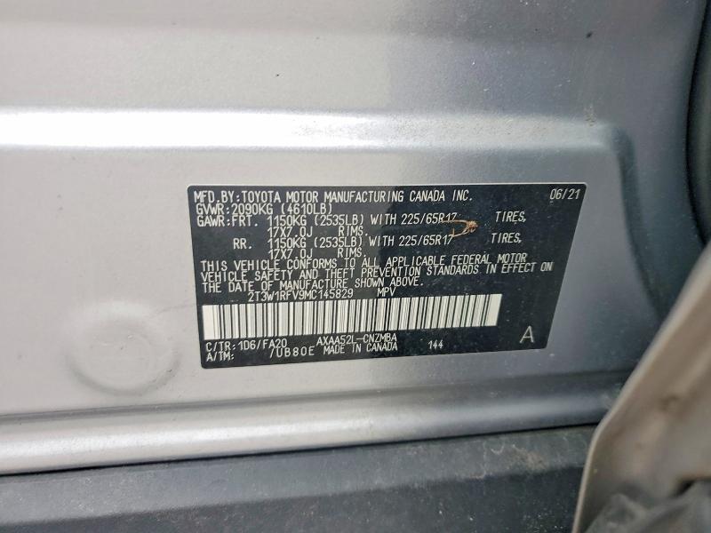 Продажа на аукционе авто 2021 Toyota Rav4, vin: 2T3W1RFV9MC145829, номер лота: 78170385