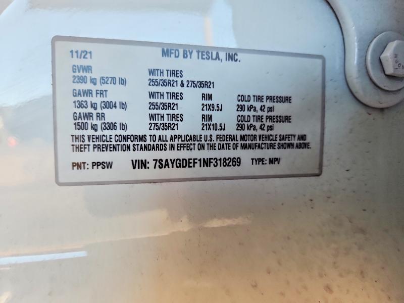 Aukcja sprzedaży 2022 Tesla Model Y, vin: 7SAYGDEF1NF318269, numer aukcji: 78916645