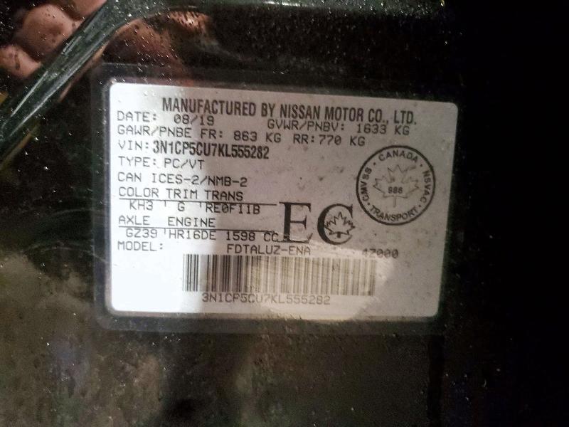 Продаж на аукціоні авто 2019 Nissan Kicks S, vin: 3N1CP5CU7KL555282, номер лоту: 76315185