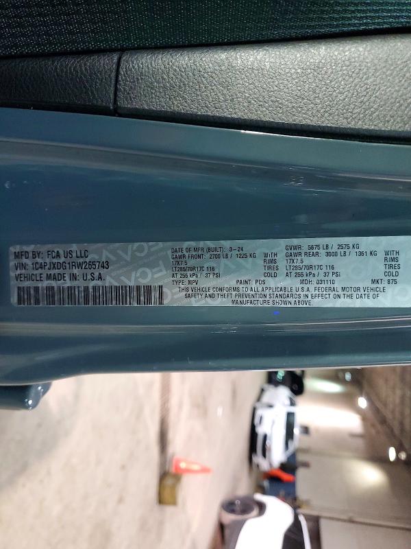 Продажа на аукционе авто 2024 Jeep Wrangler, vin: 1C4PJXDG1RW265743, номер лота: 77947075
