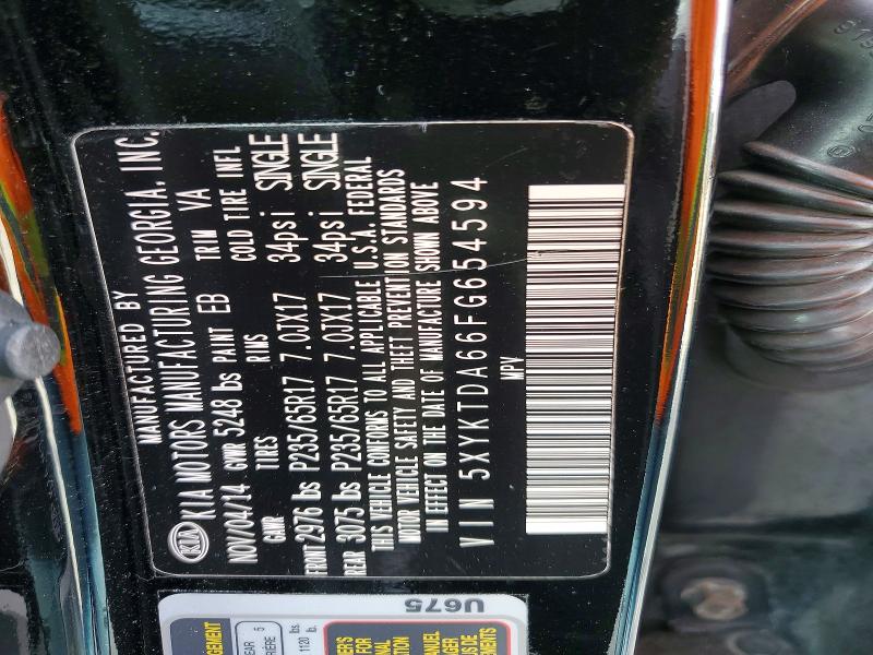 Aukcja sprzedaży 2015 Kia Sorento, vin: 5XYKTDA66FG654594, numer aukcji: 76234375