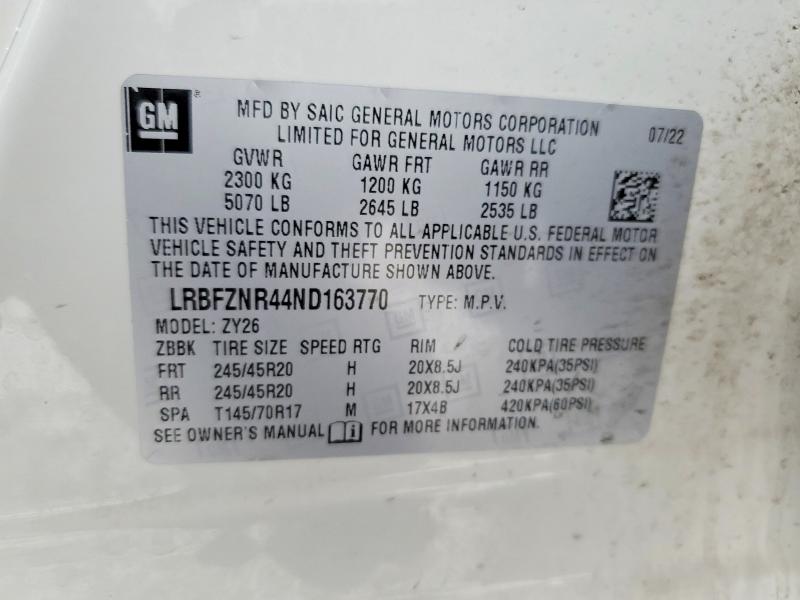 Aukcja sprzedaży 2022 Buick Envision, vin: LRBFZNR44ND163770, numer aukcji: 76073095