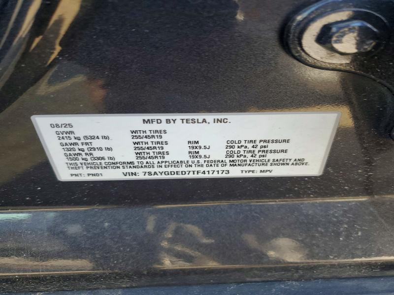Aukcja sprzedaży 2026 Tesla Model Y, vin: 7SAYGDED7TF417173, numer aukcji: 79553595