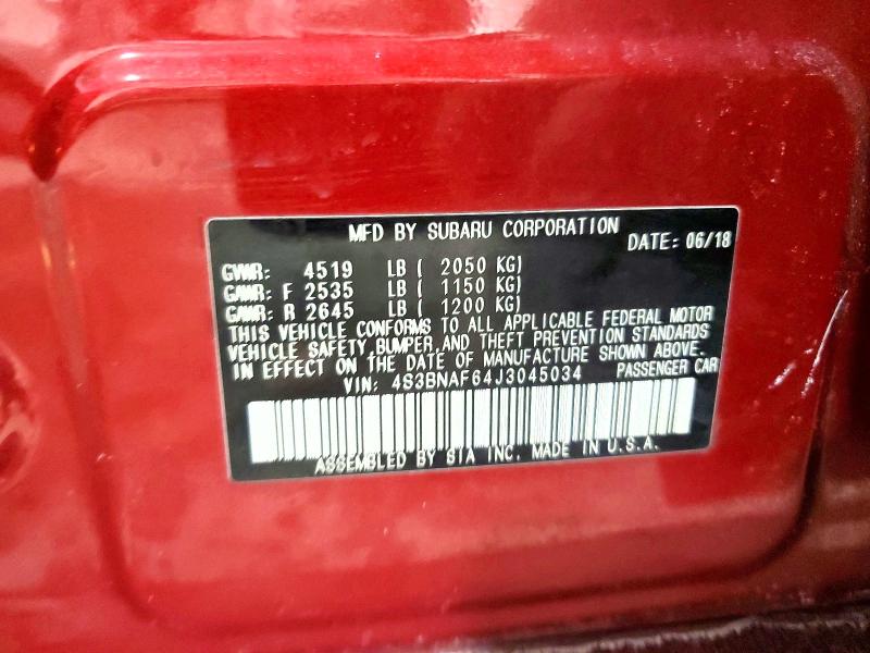 Aukcja sprzedaży 2018 Subaru Legacy, vin: 4S3BNAF64J3045034, numer aukcji: 77272955
