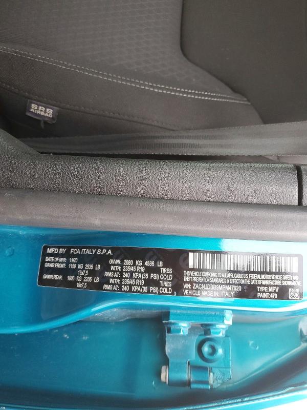 Продаж на аукціоні авто 2021 Jeep Renegade, vin: ZACNJDBB9MPM47920, номер лоту: 78310535