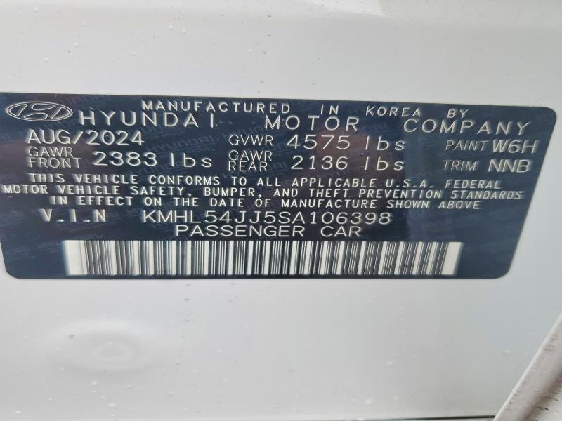 2025 Hyundai Sonata მანქანა იყიდება აუქციონზე, vin: KMHL54JJ5SA106398, აუქციონის ნომერი: 76921175