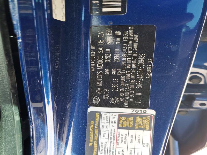 Aukcja sprzedaży 2019 Kia Forte, vin: 3KPF24AD6KE109439, numer aukcji: 75804845