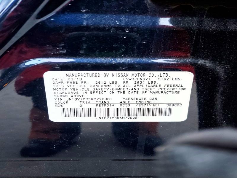 Aukcja sprzedaży 2019 Infiniti Q70l, vin: JN1BY1PR5KM720081, numer aukcji: 75076215
