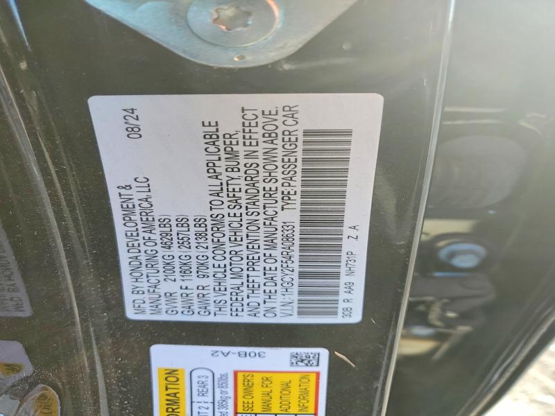 Продаж на аукціоні авто 2024 Honda Accord, vin: 1HGCY2F54RA086331, номер лоту: 75086035