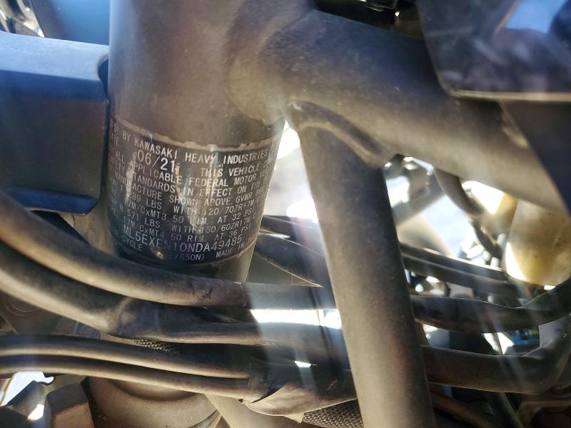 2022 Kawasaki Ex650 მანქანა იყიდება აუქციონზე, vin: ML5EXEN10NDA49485, აუქციონის ნომერი: 78663095