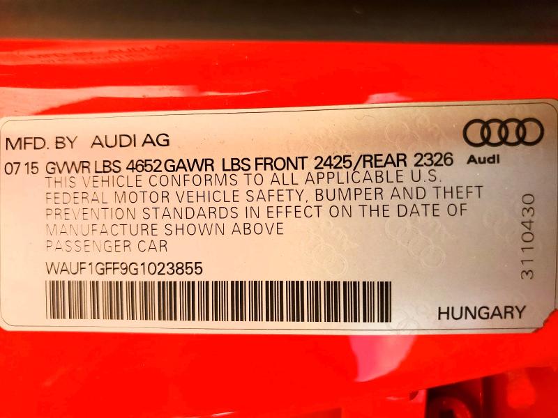 Продаж на аукціоні авто 2016 Audi S3, vin: WAUF1GFF9G1023855, номер лоту: 75989885