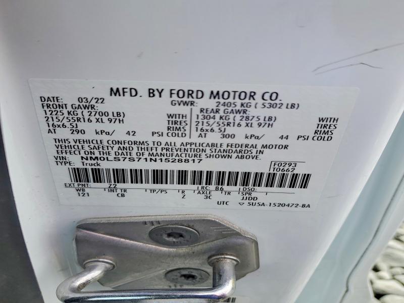 Продаж на аукціоні авто 2022 Ford Transit Connect, vin: NM0LS7S71N1528817, номер лоту: 76018735