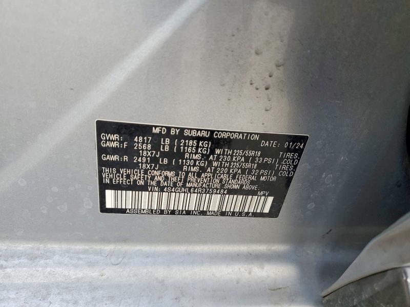 77509685 :رقم المزاد ، 4S4GUHL64R3759484 vin ، 2024 Subaru Crosstrek مزاد بيع
