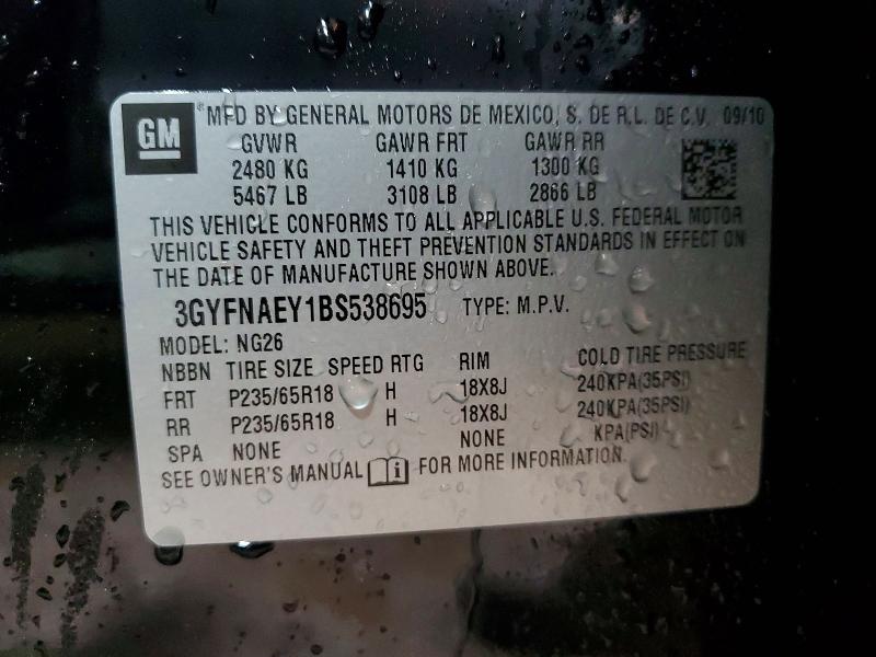 Aukcja sprzedaży 2011 Cadillac Srx, vin: 3GYFNAEY1BS538695, numer aukcji: 78158025