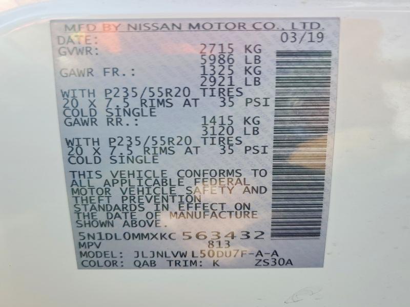 Продажа на аукционе авто 2019 Infiniti Qx60, vin: 5N1DL0MMXKC563432, номер лота: 77223605