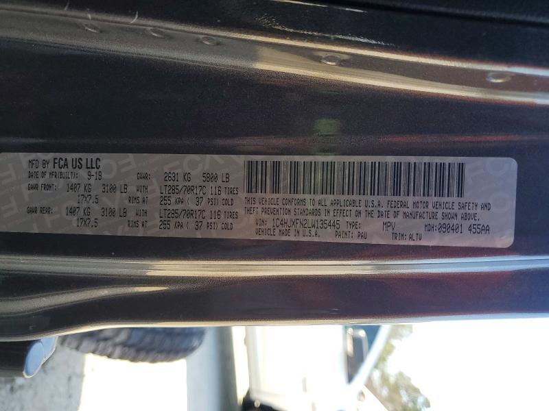 2020 Jeep Wrangler Unlimited მანქანა იყიდება აუქციონზე, vin: 1C4HJXFN2LW135445, აუქციონის ნომერი: 75387685