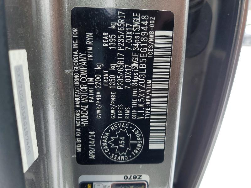75315395 :رقم المزاد ، 5XYZU3LB5EG189448 vin ، 2014 Hyundai Santa Fe Sport مزاد بيع