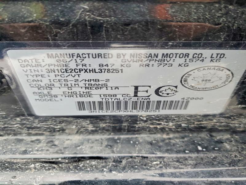 Продажа на аукционе авто 2017 Nissan Versa Note, vin: 3N1CE2CPXHL378251, номер лота: 77588015