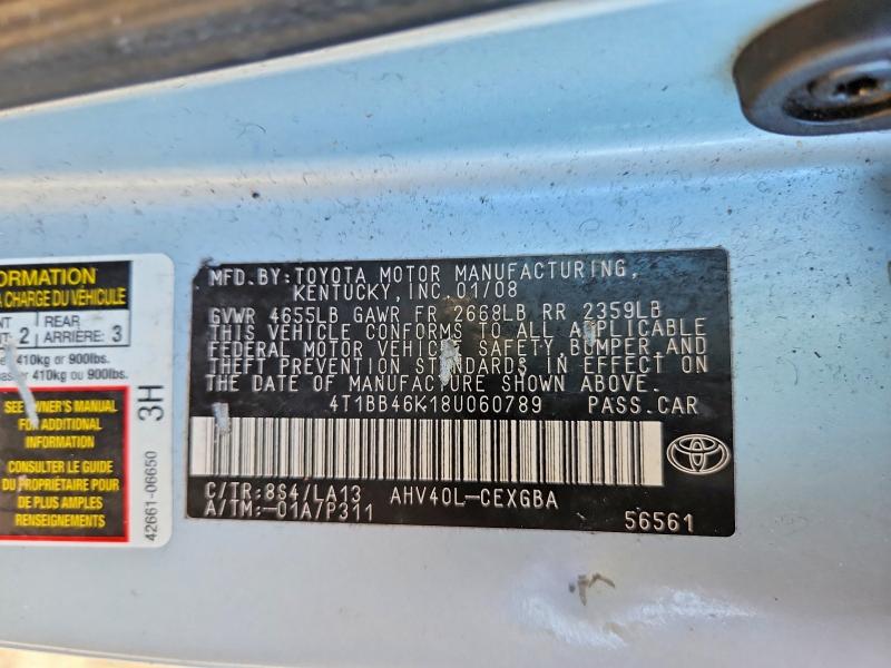 Aukcja sprzedaży 2008 Toyota Camry, vin: 4T1BB46K18U060789, numer aukcji: 75956325