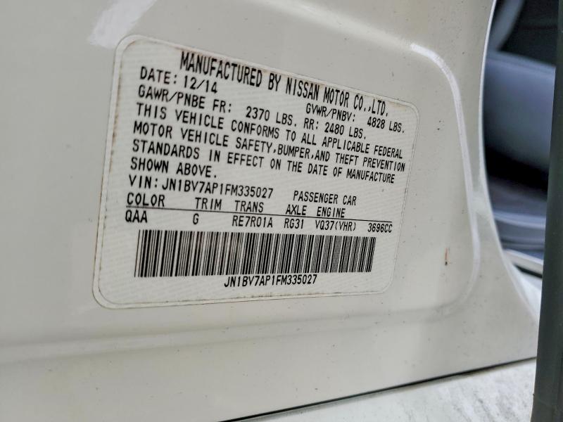 Aukcja sprzedaży 2015 Infiniti Q50, vin: JN1BV7AP1FM335027, numer aukcji: 74759305
