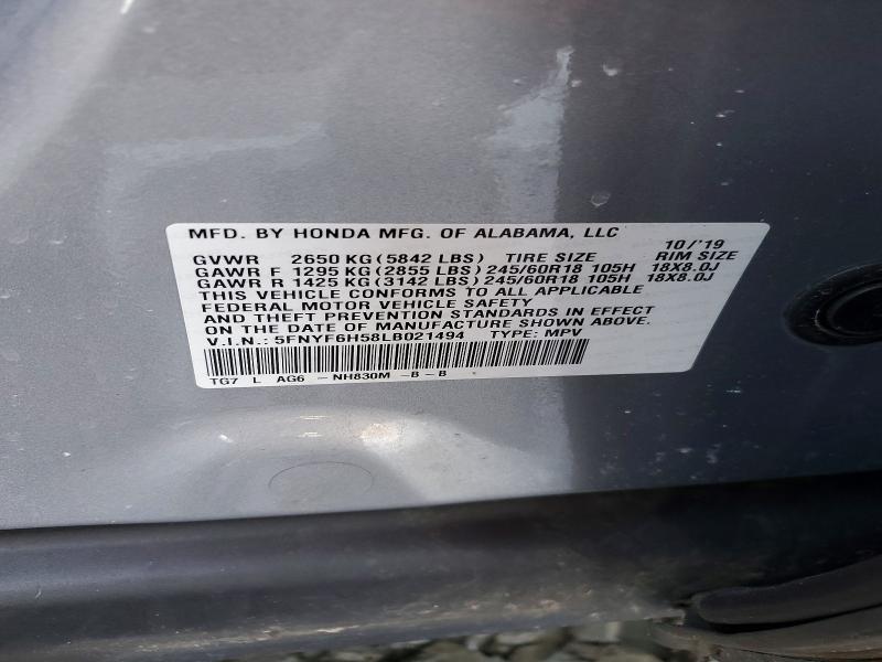 Aukcja sprzedaży 2020 Honda Pilot, vin: 5FNYF6H58LB021494, numer aukcji: 79442925