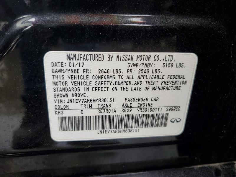 2017 Infiniti Q50 მანქანა იყიდება აუქციონზე, vin: JN1EV7AR6HM838151, აუქციონის ნომერი: 77551695