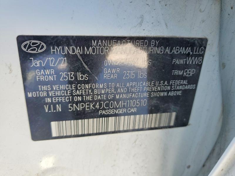 77770725 :رقم المزاد ، 5NPEK4JC0MH110510 vin ، 2021 Hyundai Sonata مزاد بيع