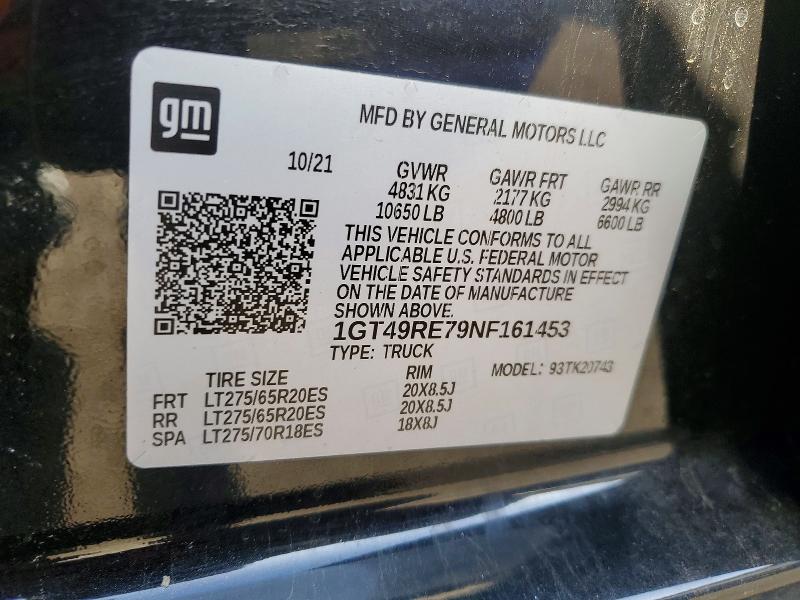 Продажа на аукционе авто 2022 Gmc Sierra K25, vin: 1GT49RE79NF161453, номер лота: 75993875
