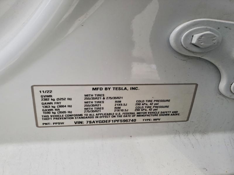 2023 Tesla Model Y მანქანა იყიდება აუქციონზე, vin: 7SAYGDEF1PF596740, აუქციონის ნომერი: 77375205