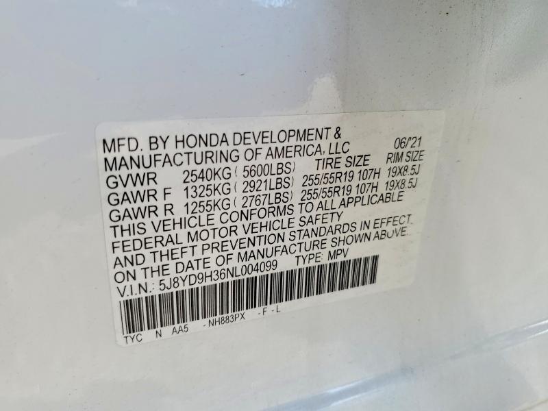 78792605 :رقم المزاد ، 5J8YD9H36NL004099 vin ، 2022 Acura Mdx مزاد بيع