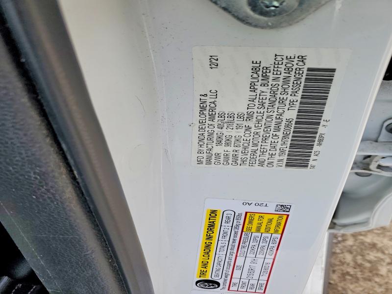 Aukcja sprzedaży 2022 Honda Civic, vin: 19XFL1H78NE008645, numer aukcji: 78508565