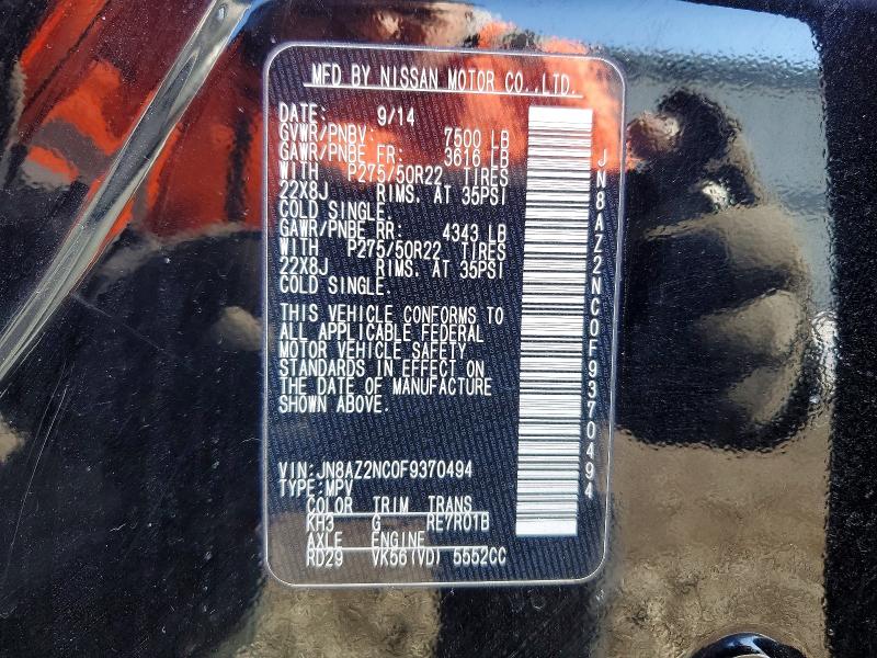Aukcja sprzedaży 2015 Infiniti Qx80, vin: JN8AZ2NC0F9370494, numer aukcji: 75447485