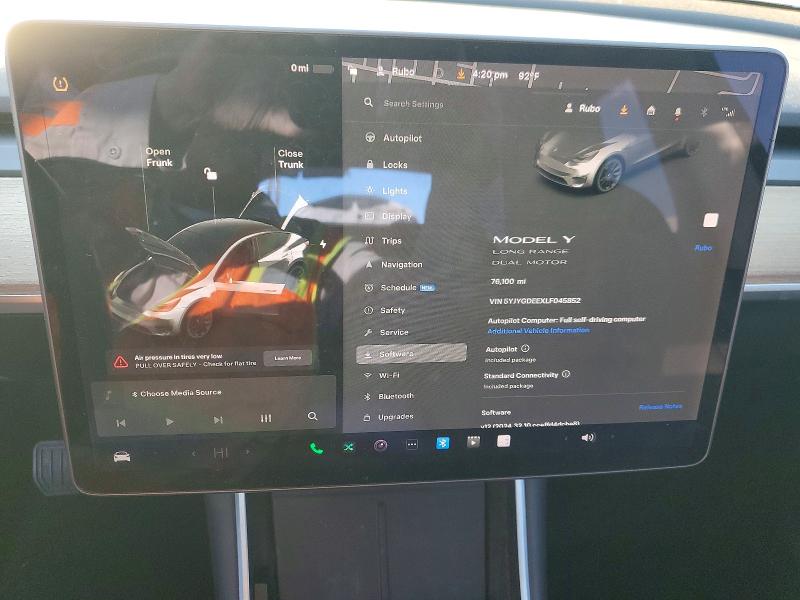 76002145 :رقم المزاد ، 5YJYGDEEXLF045852 vin ، 2020 Tesla Model Y مزاد بيع