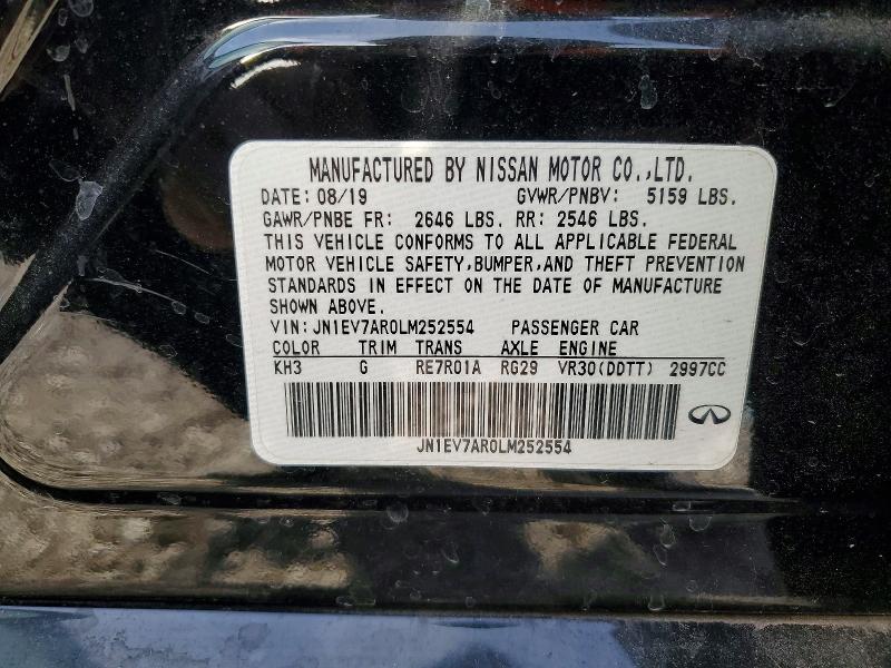 Aukcja sprzedaży 2020 Infiniti Q50, vin: JN1EV7AR0LM252554, numer aukcji: 78238835